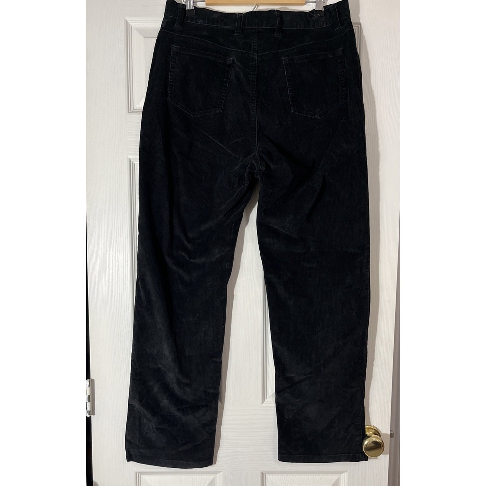 Eddie Bauer Corduroy Pants Jeans Womens 14 Black Mid Rise Wide Leg Bootcut Work - Picture 3 of 9